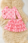 Strawberry coquette long sleeve top and tiered skort. OFG62053 SOL