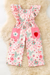 Sweet strawberry front pockets & angel sleeves jumpsuit. PNG60328 AMY