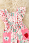 Sweet strawberry front pockets & angel sleeves jumpsuit. PNG60328 AMY