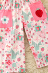 Sweet strawberry front pockets & angel sleeves jumpsuit. PNG60328 AMY