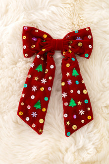  Christmas beaded girls coquette bow.