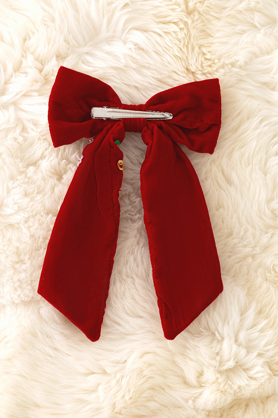 Christmas beaded girls coquette bow.