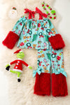 Christmas character 2 piece set on pink with red fur. OFG51177 JEAN