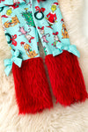 Christmas character 2 piece set on pink with red fur. OFG51177 JEAN