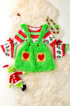 Christmas character printed bell sleeve top and suspender. OFG51095 JEAN