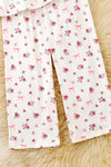 Smocked Ditsy floral printed on white two piece set. OFG62055 JEAN