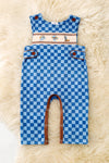 Simulated denim checkered printed baby romper. RPB60637 SOL