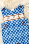 Simulated denim checkered printed baby romper. RPB60637 SOL