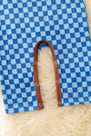 Simulated denim checkered printed baby romper. RPB60637 SOL