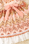 Fall applique gingham printed dress. DRG62622 JEAN