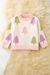 Multi-Color Christmas tree printed knit sweater. TPG60407 AMY