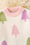 Multi-Color Christmas tree printed knit sweater. TPG60407 AMY