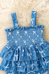 Simulated denim w/ printed bows baby bodysuit. RPG63462 JEAN