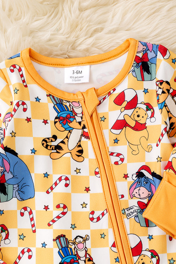 Honey Christmas character printed on checker baby onesie. RPB51089 JEAN