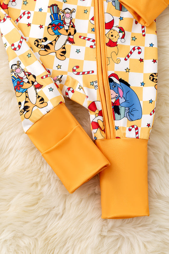 Honey Christmas character printed on checker baby onesie. RPB51089 JEAN