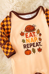 Eat, Nap, Repeat printed baby bodysuit.  RPB60454 SOL