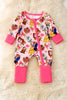 Cartoon character printed on pink baby onesie with fold over sleeves and footie. RPG55586 SOL
