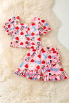 Raspberry printed on pink girls 2 piece set. OFG60133 AMY