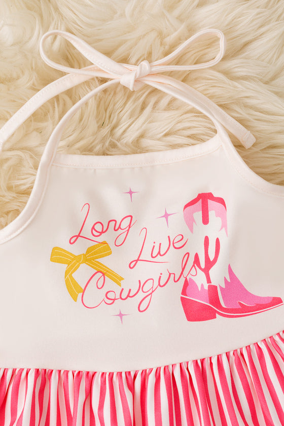 Long live cowgirls" halter top & bell bottoms. OFG53419 SOL