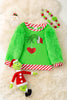 Green pull over sweatshirt w/ green faux fur sleeves. TPG51369 AMY