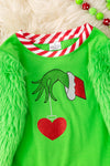 Green pull over sweatshirt w/ green faux fur sleeves. TPG51369 AMY