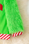 Green pull over sweatshirt w/ green faux fur sleeves. TPG51369 AMY