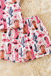 Cowgirl boot printed Girls pajamas set. PJG50295 Jean