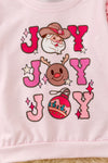 Joy Joy Joy" Lt. Pink Joy top with sequins sleeves. TPG60335 SOL