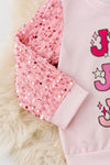 Joy Joy Joy" Lt. Pink Joy top with sequins sleeves. TPG60335 SOL
