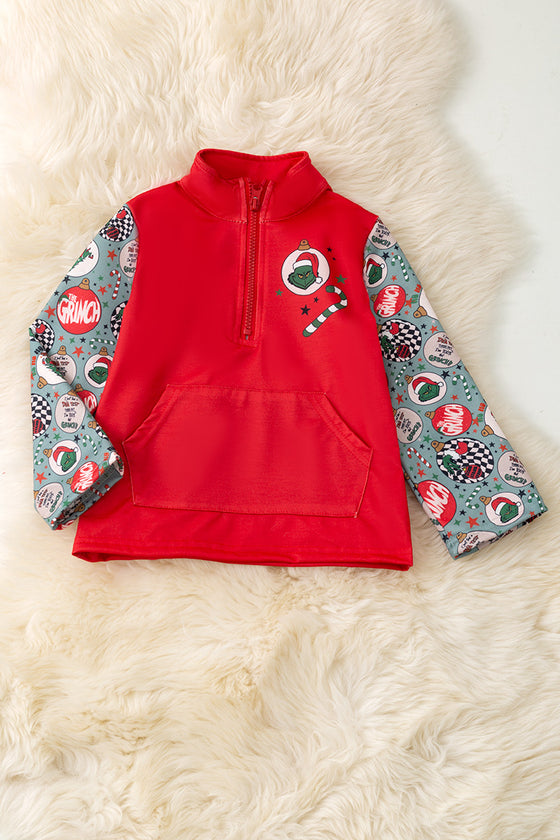 Boys red Christmas character printed pullover. TPG51621 SOL