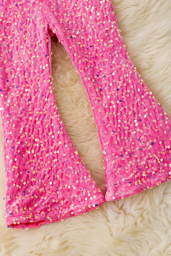 Pink sequins bells with stretchy waistband. PNG60018 SOL