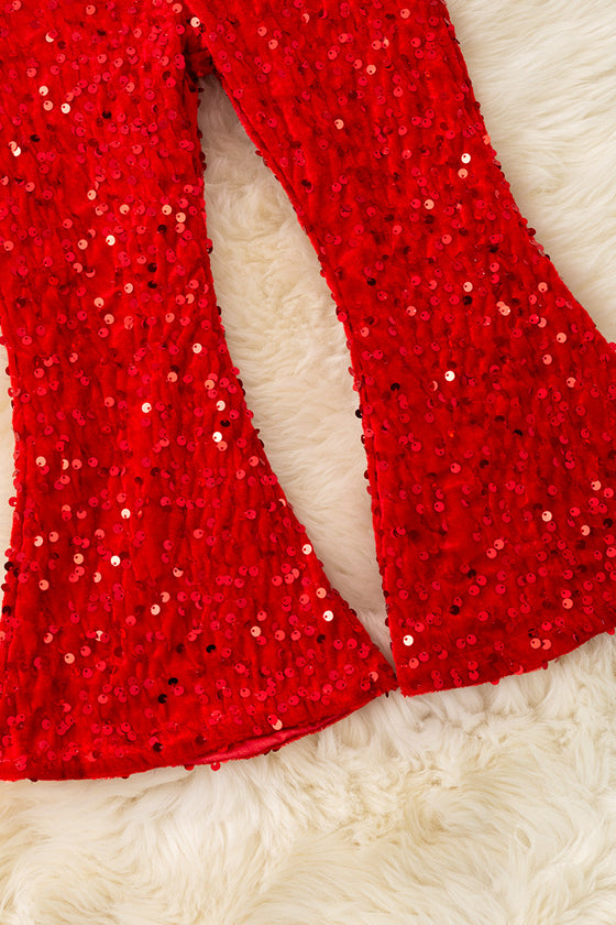 Red sequins bells with stretchy waistband. PNG50113007 AMY