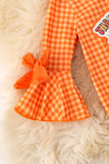 Orange gingham pie printed baby bodysuit. RPG62330 AMY