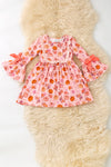 Pumpkin printed on pink dress w/ bell sleeves. DRG62728 Jean