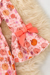 Pumpkin printed on pink dress w/ bell sleeves. DRG62728 Jean