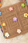 12.5 inch X 11.5" Girls knitted tote bag.
