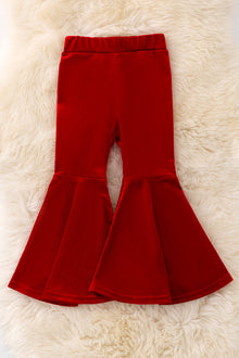  PNG40628 NAY-Faux velvety red bell bottoms.