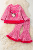 Christmas character application on pink sequins top and bell bottoms. OFG42792 AMY
