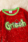 Christmas character application on sequins top and bell bottoms. OFG42793 JEAN