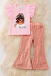 Pink angel sleeve top & sequins bottoms. OFG42723 SOL