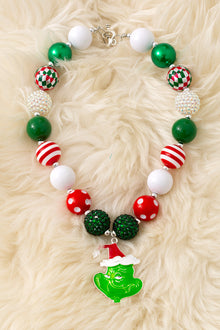  Multi-printed Christmas bubble necklace with pendant. 3PCS/$15.00 ACG52607 S