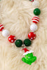 Multi-printed Christmas bubble necklace with pendant. 3PCS/$15.00 ACG52607 S