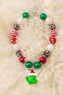  Multi-printed Christmas bubble necklace with pendant. 3PCS/$15.00 ACG52608 S