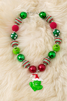  Multi-printed Christmas bubble necklace with pendant. 3PCS/$15.00 ACG52606 S
