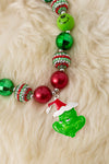 Multi-printed Christmas bubble necklace with pendant. 3PCS/$15.00 ACG52606 S