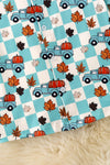 Blue Fall & checkered printed boys button up shirt. TPB60367 AMY