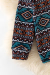 Teal & Brown Light fleece aztec printed pullover sweater. TPG60186 SOL