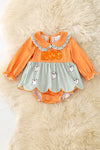 Orange gingham & stripe printed baby dress w/attached bloomers. RPG62348 JEAN