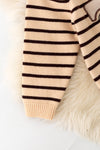Unisex brown stripe on ivory knit sweater w/ pumpkin on a truck. TPG60458 AMY