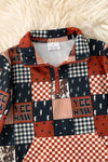 Yeehaw brown & black multi-printed patch pullover. TPB60313 JEAN